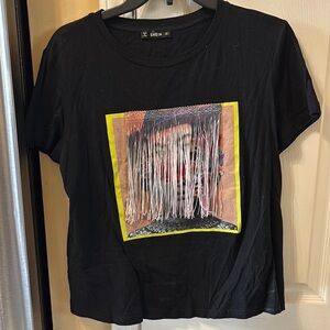 Shein Black Graphic Fringe T-Shirt